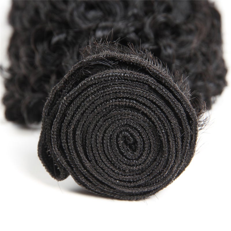 BLY 7A Mongolian Kinky Curly Human Hair Bundles 16 Inch Unprocessed Hair Weave Weft for Black Women Natural Color - Image 4